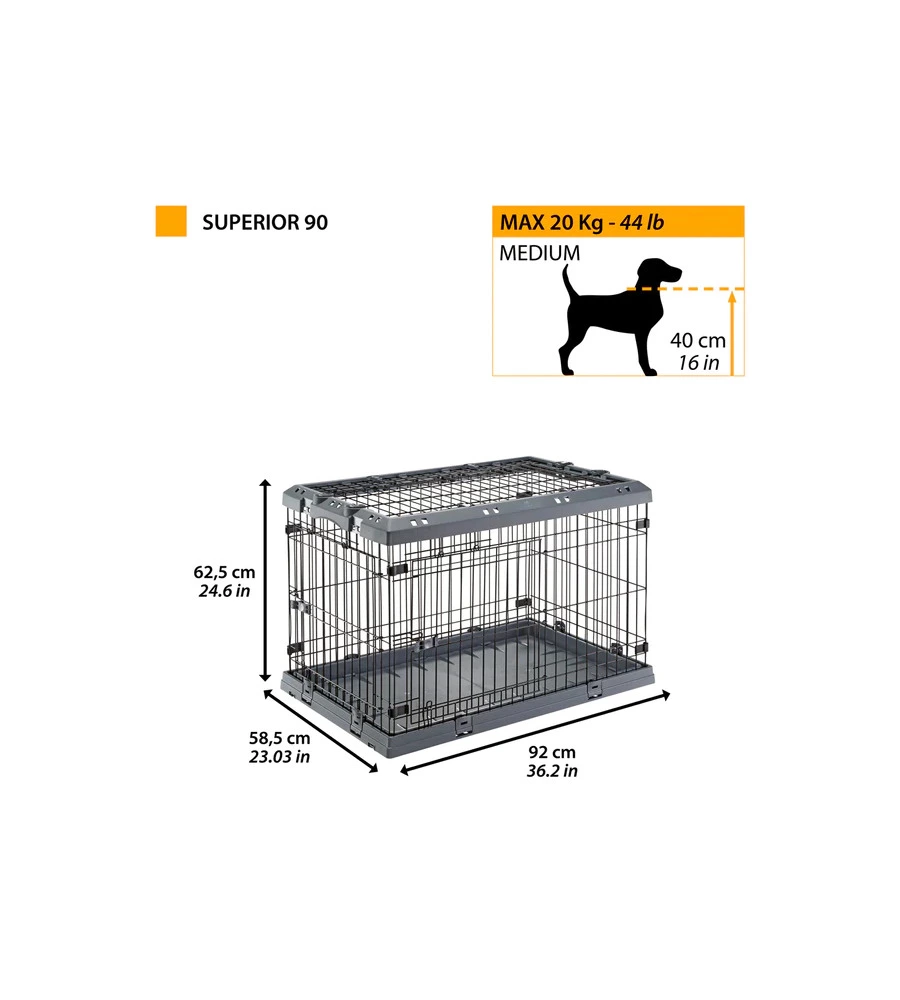 Gabbia box  per cani pieghevole 'superior 90', 77x51x55 cm - ferplast