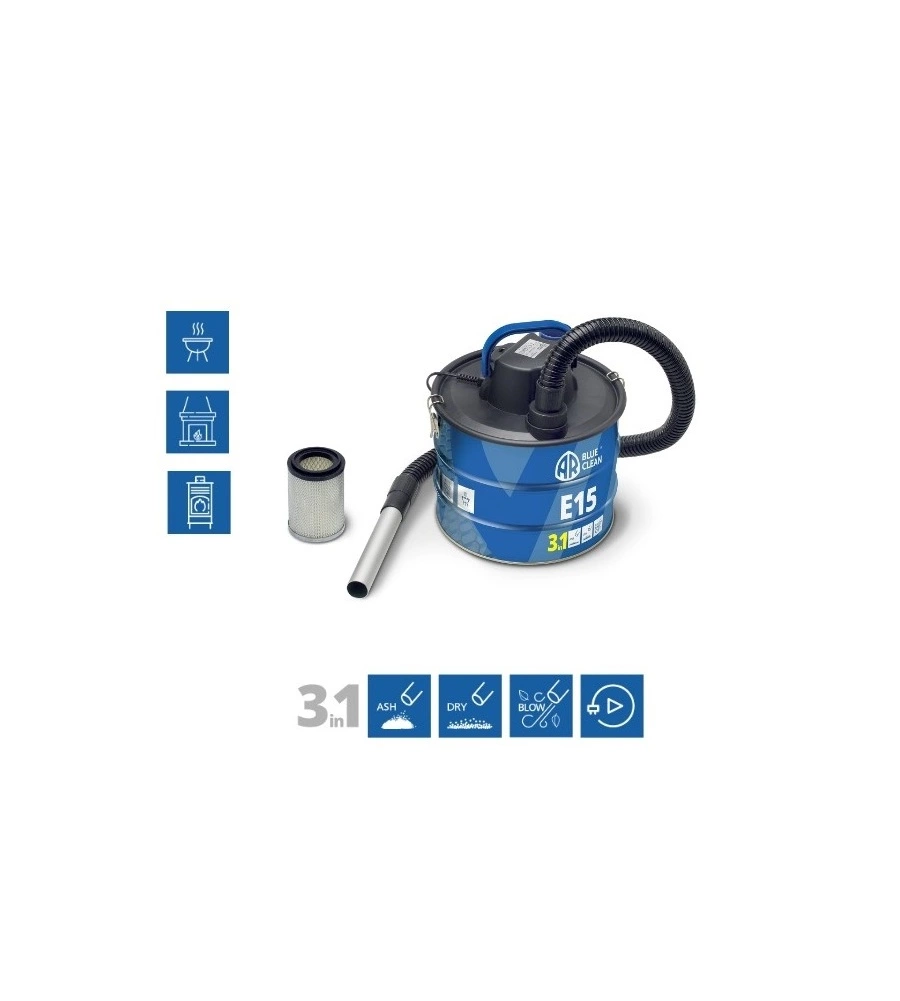 Bidone aspiracenere ar blue clean e15 funzione 3in1 - 1000 w 15 lt - annovi reverberi