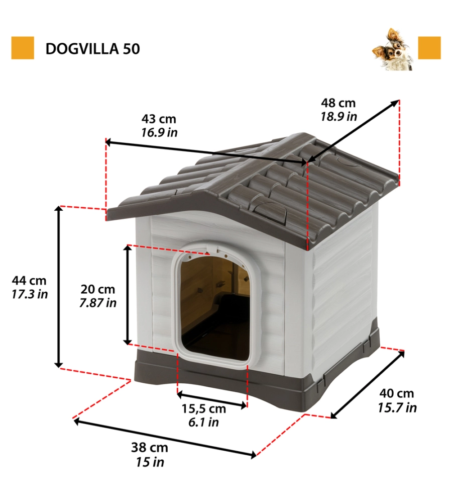 Cuccia per cani da esterno 'dogvilla 50', 43x48x44 cm - ferplast