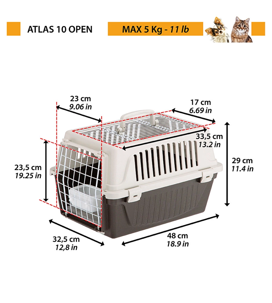 Trasportino atlas 10 open marrone - ferplast