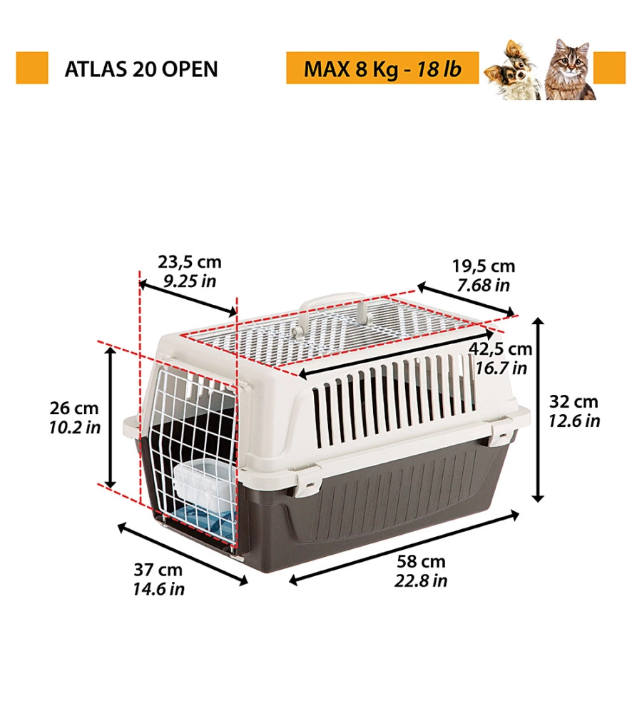 Trasportino atlas 20 open marrone - ferplast