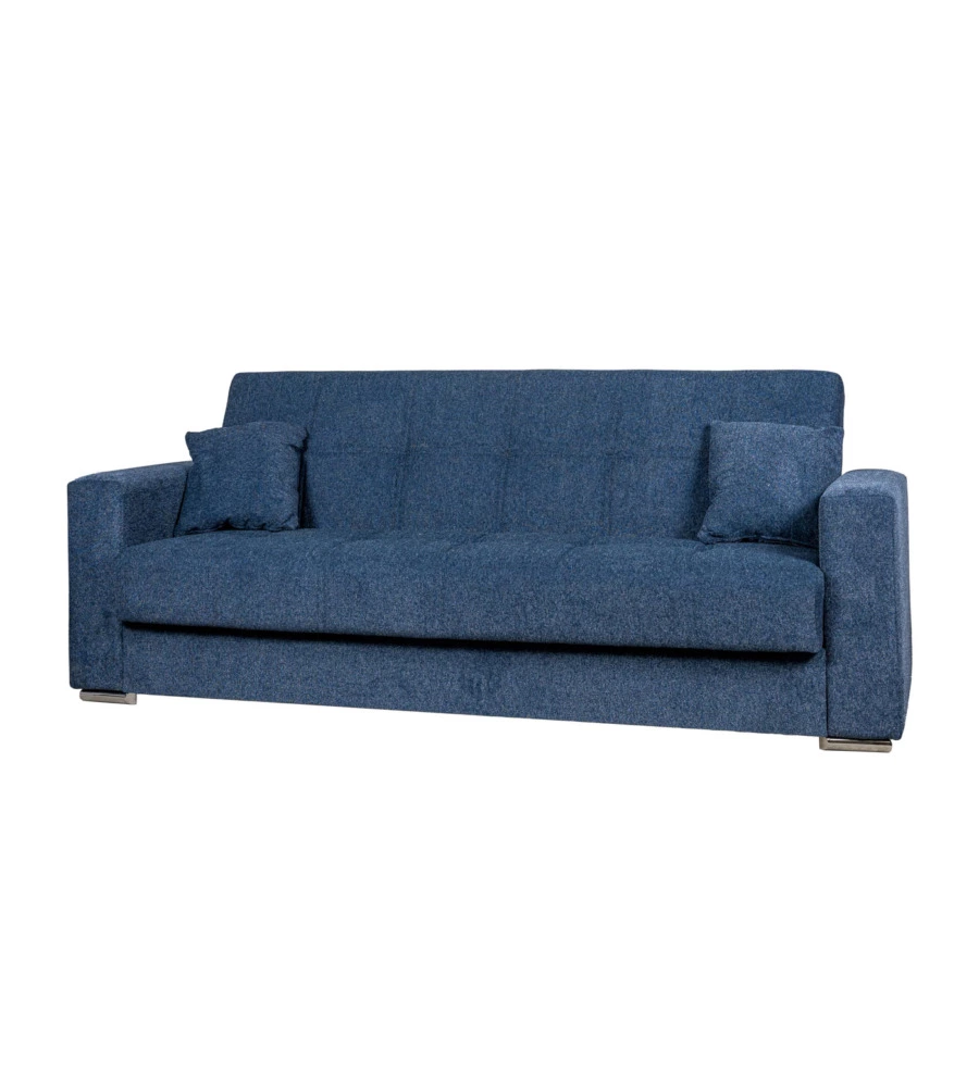 Divano letto "atena" 3 posti in tessuto blu scuro, 226x85x92 cm