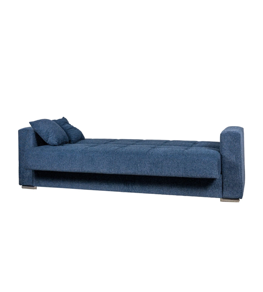 Divano letto "atena" 3 posti in tessuto blu scuro, 226x85x92 cm