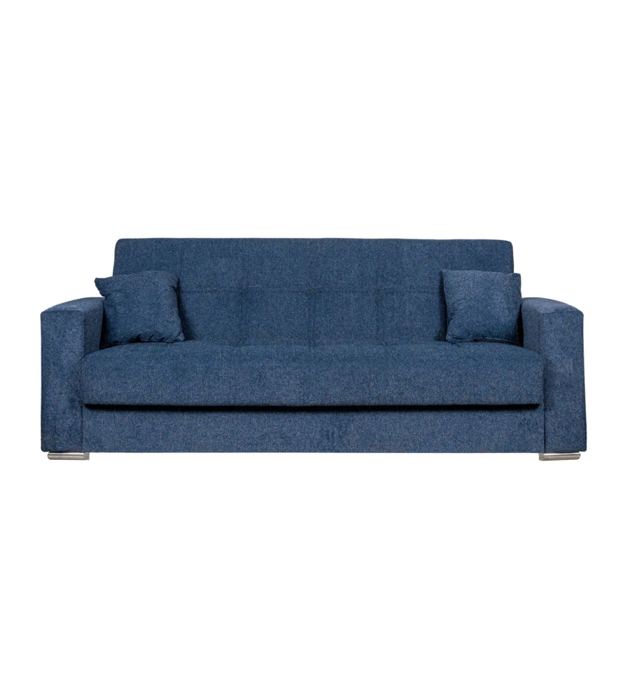 Divano letto "atena" 3 posti in tessuto blu scuro, 226x85x92 cm