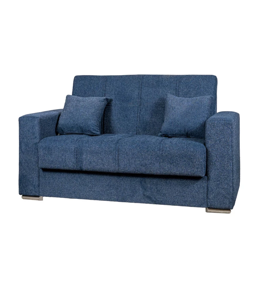 Divano letto "atena" 2 posti in tessuto blu scuro, 158x85x92 cm