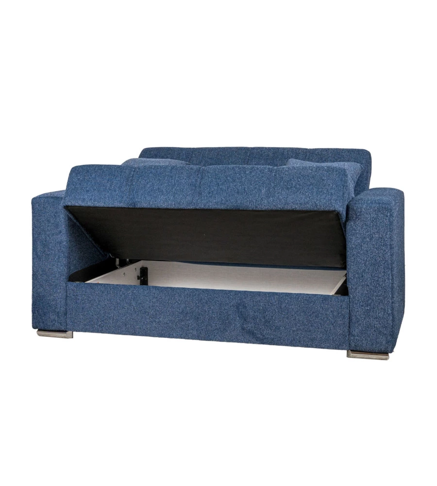 Divano letto "atena" 2 posti in tessuto blu scuro, 158x85x92 cm