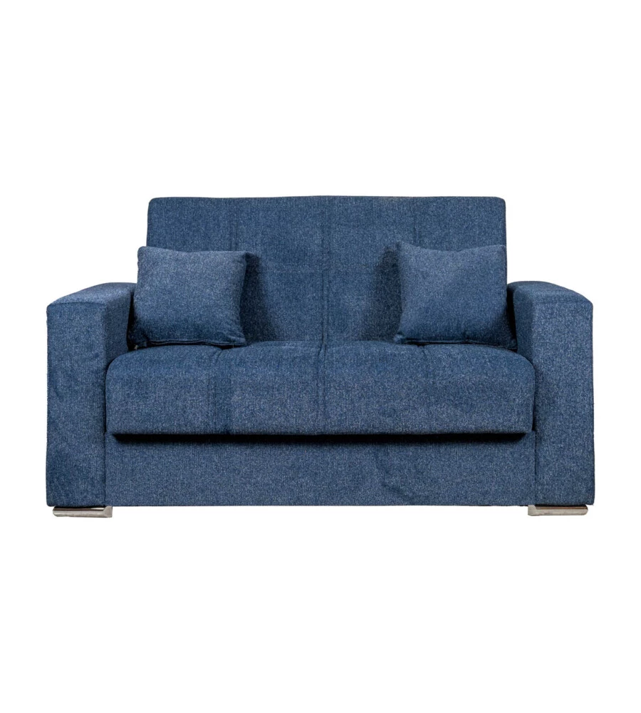 Divano letto "atena" 2 posti in tessuto blu scuro, 158x85x92 cm