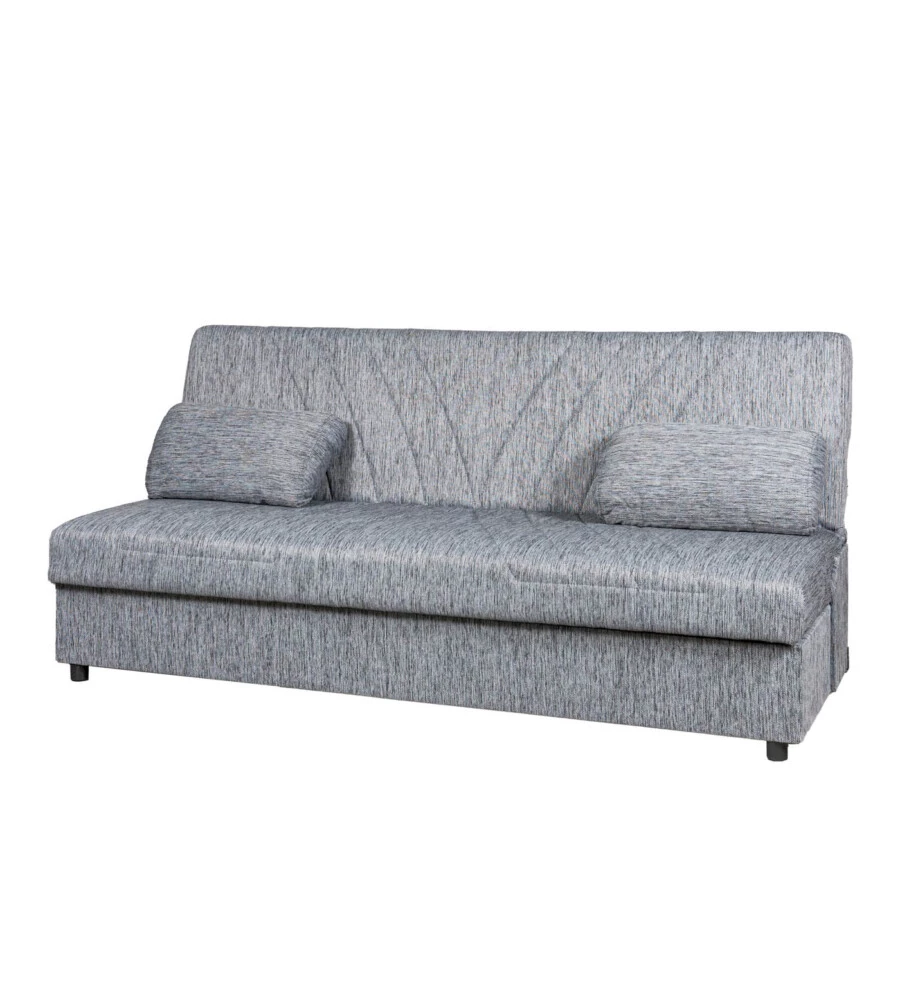 Divano letto 3 posti "fiji" grigio con cassettone contenitore, 183x81x89 cm