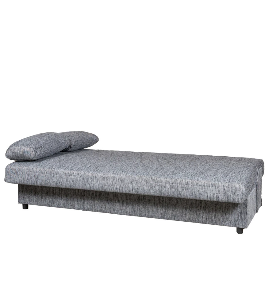 Divano letto 3 posti "fiji" grigio con cassettone contenitore, 183x81x89 cm