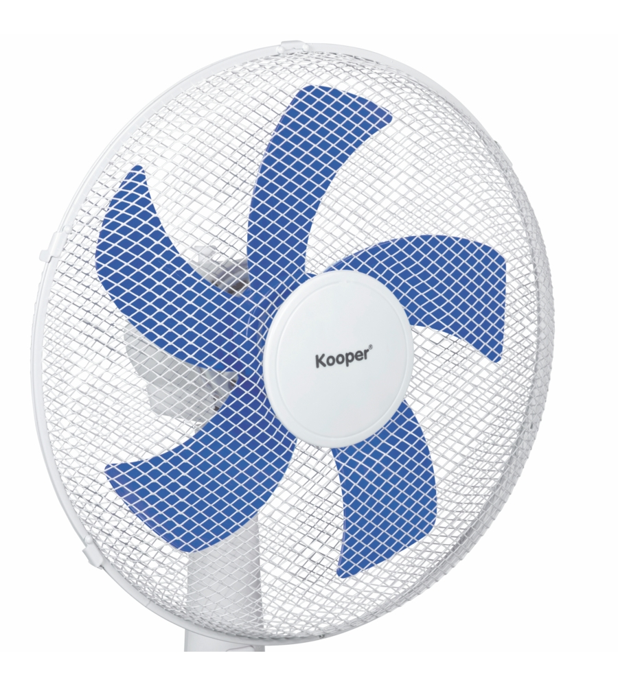 Ventilatore a piantana 5 pale colore bianco e blu, 130 cm