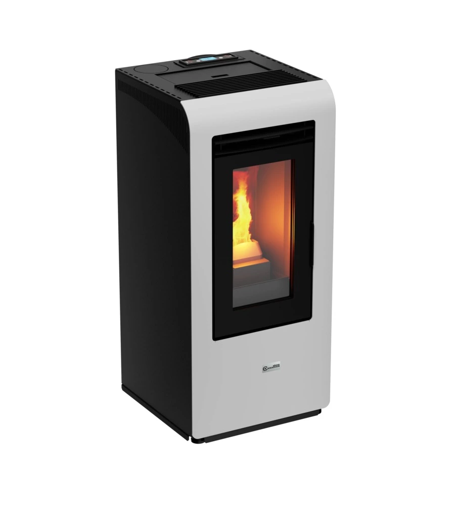 Stufa a pellet canalizzata canadian stove "vancouver 10c" bianco 8,7 kw