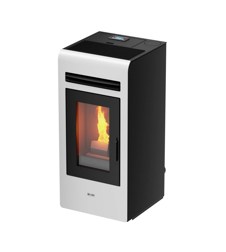 Stufa a pellet canalizzata canadian stove "vancouver 12c" bianco 11,1 kw