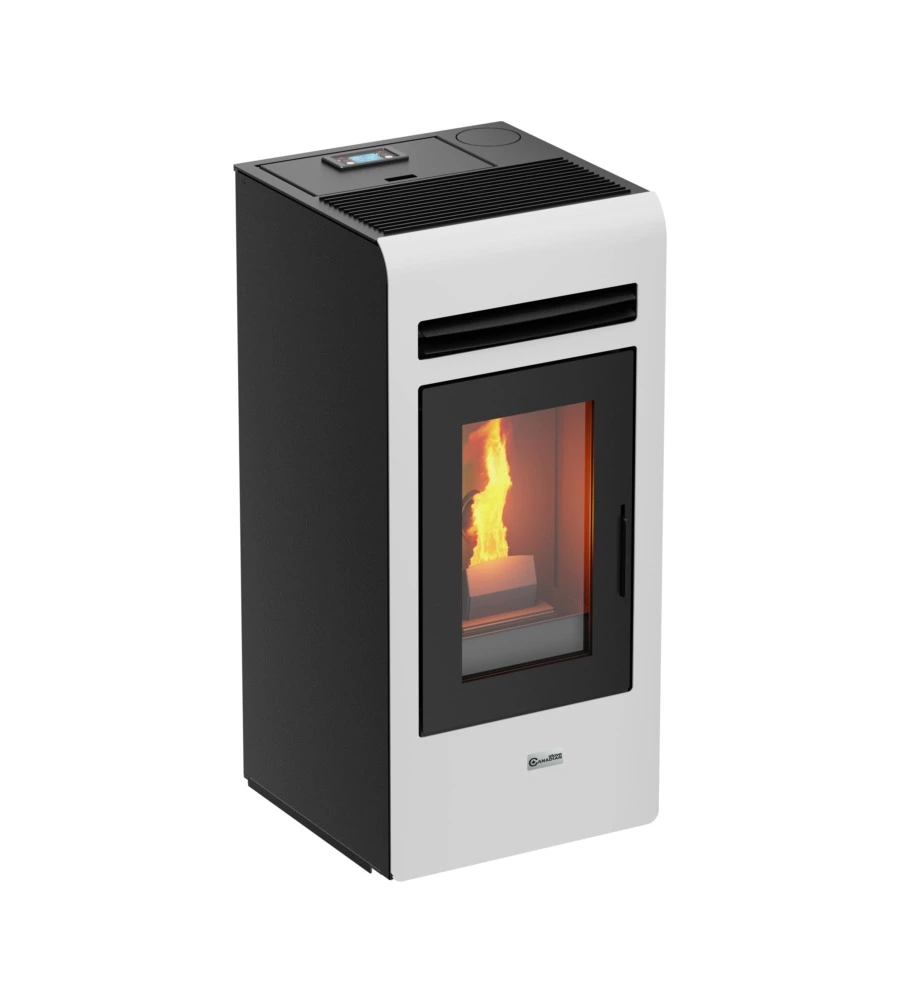 Stufa a pellet canalizzata canadian stove "vancouver 12c" bianco 11,1 kw