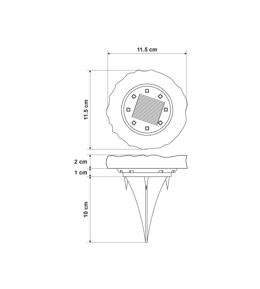 Luce solare segnapassi a led con effetto pietra con sensore - 10 lumen - 1.2 v