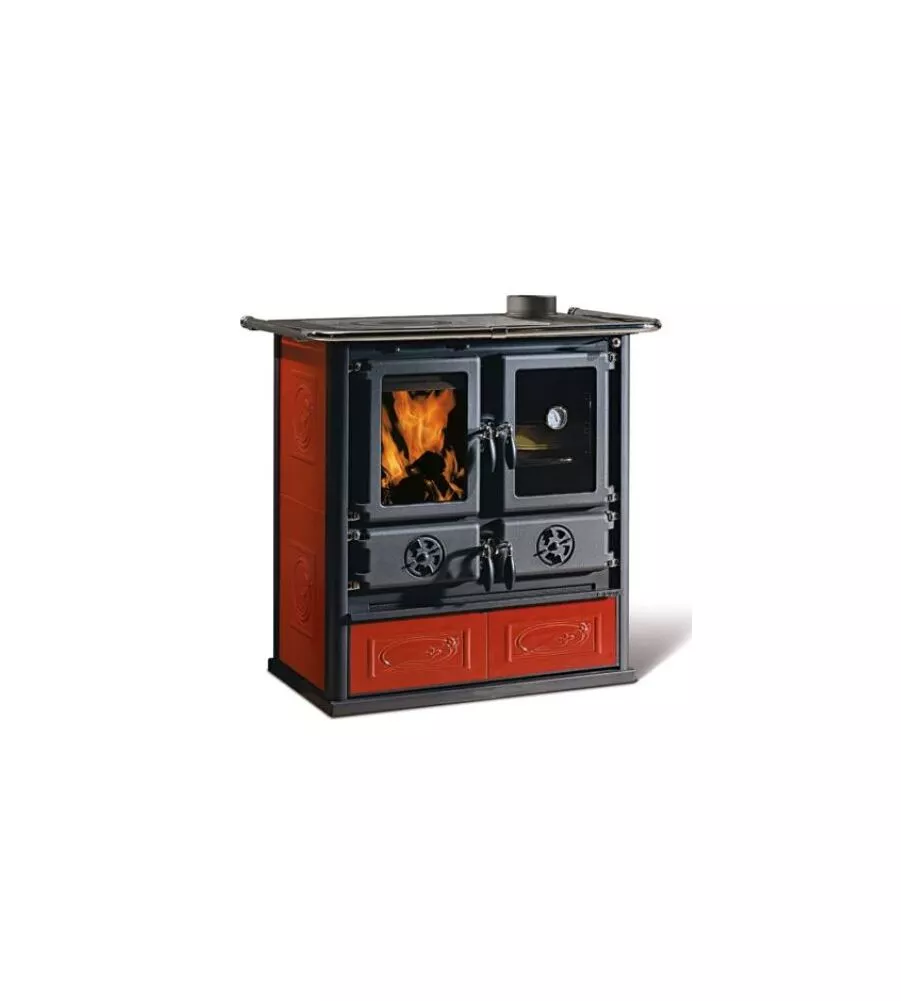 Cucina a legna la nordica + extraflame "rosetta liberty" bordeaux 7,9 kw