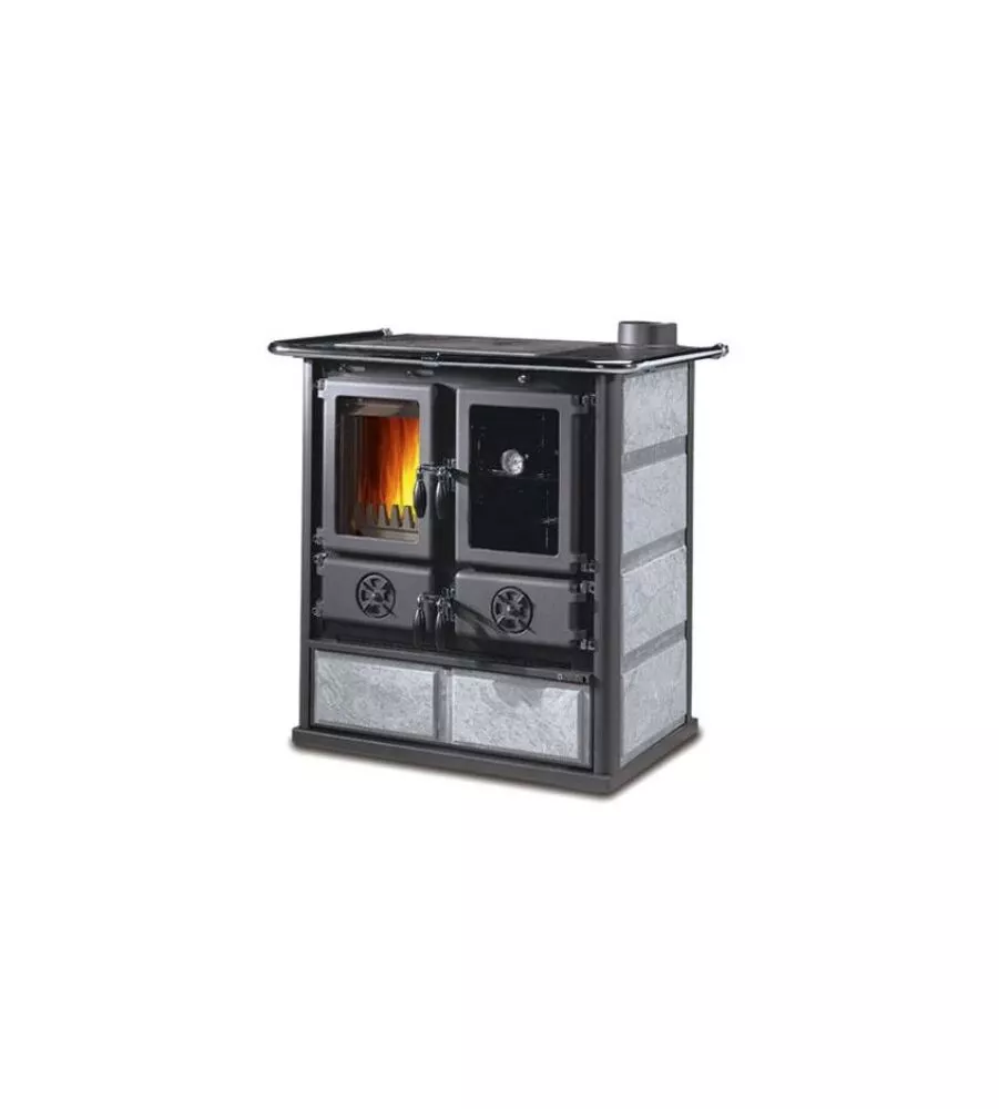 Cucina a legna la nordica + extraflame "rosetta" pietra 7,9 kw