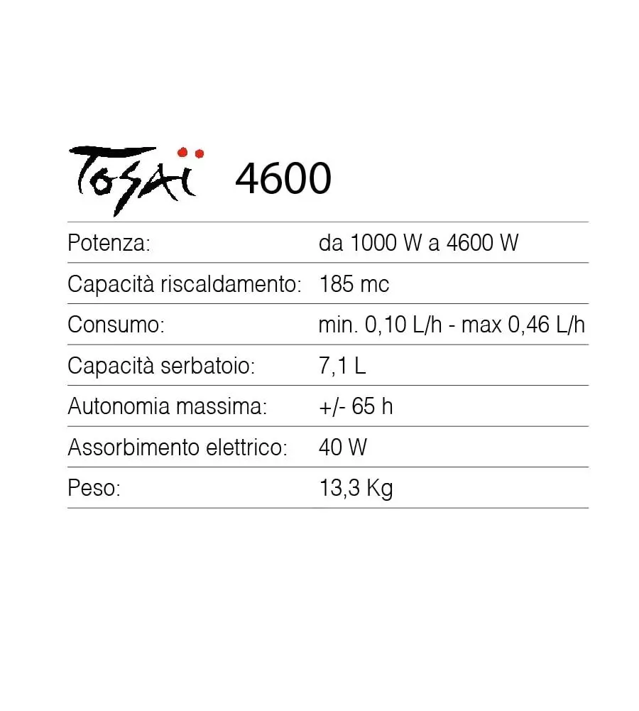 Stufa a combustibile liquido tosai modello sre 4600