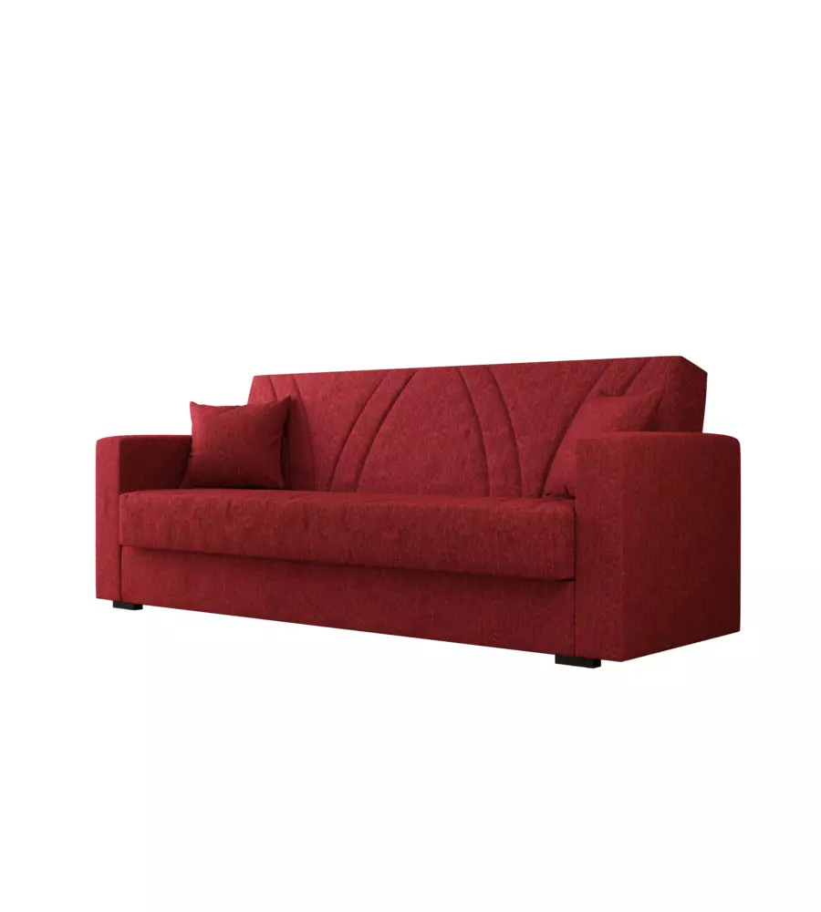 Divano letto bellahome "ibiza" 3 posti tessuto rosso, 214x89x81 cm