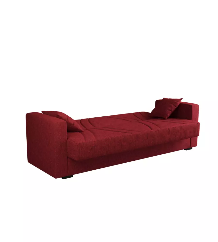 Divano letto "ibiza" 3 posti tessuto rosso, 214x89x81 cm