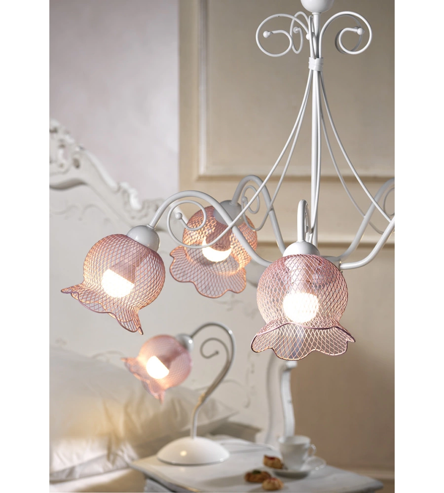 Lampada a sospensione "mia" bianco e rosa, e14