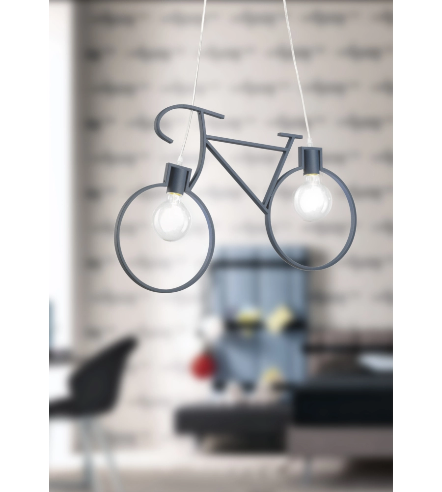 Lampada a sospensione "bike" blu, e27