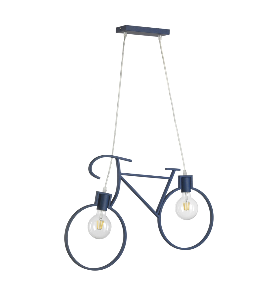 Lampada a sospensione "bike" blu, e27