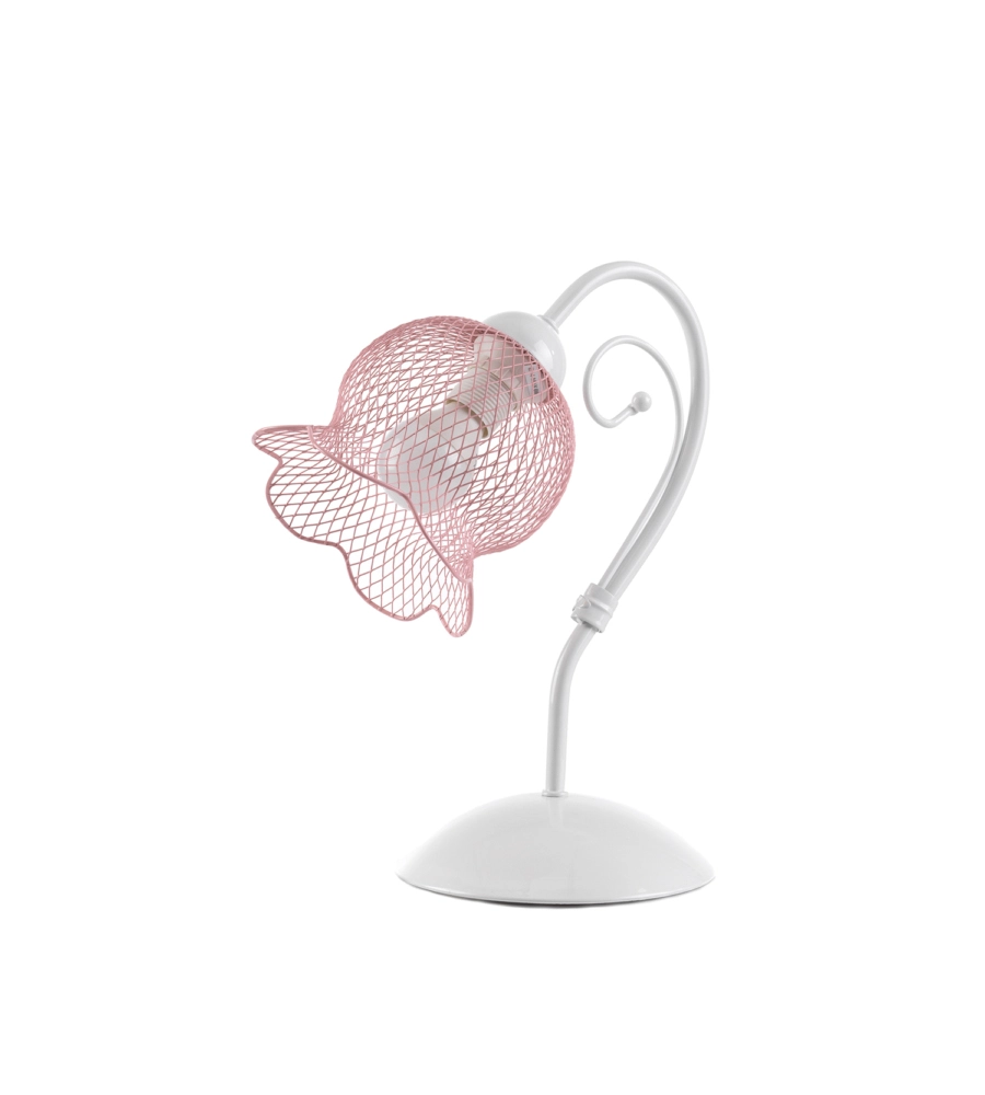 Lampada da tavolo "mia" in metallo bianco e rosa, e14