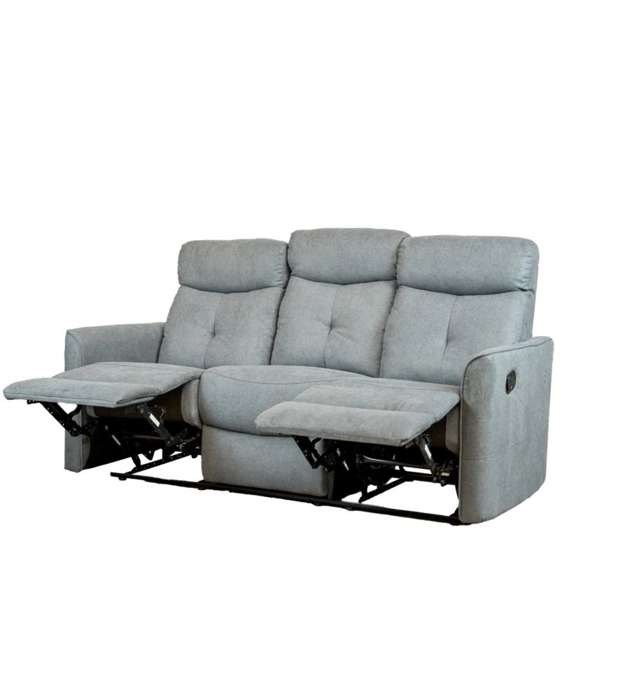 Divano "mia" 3 posti con recliner manuale grigio antracite, 179x90x101 cm