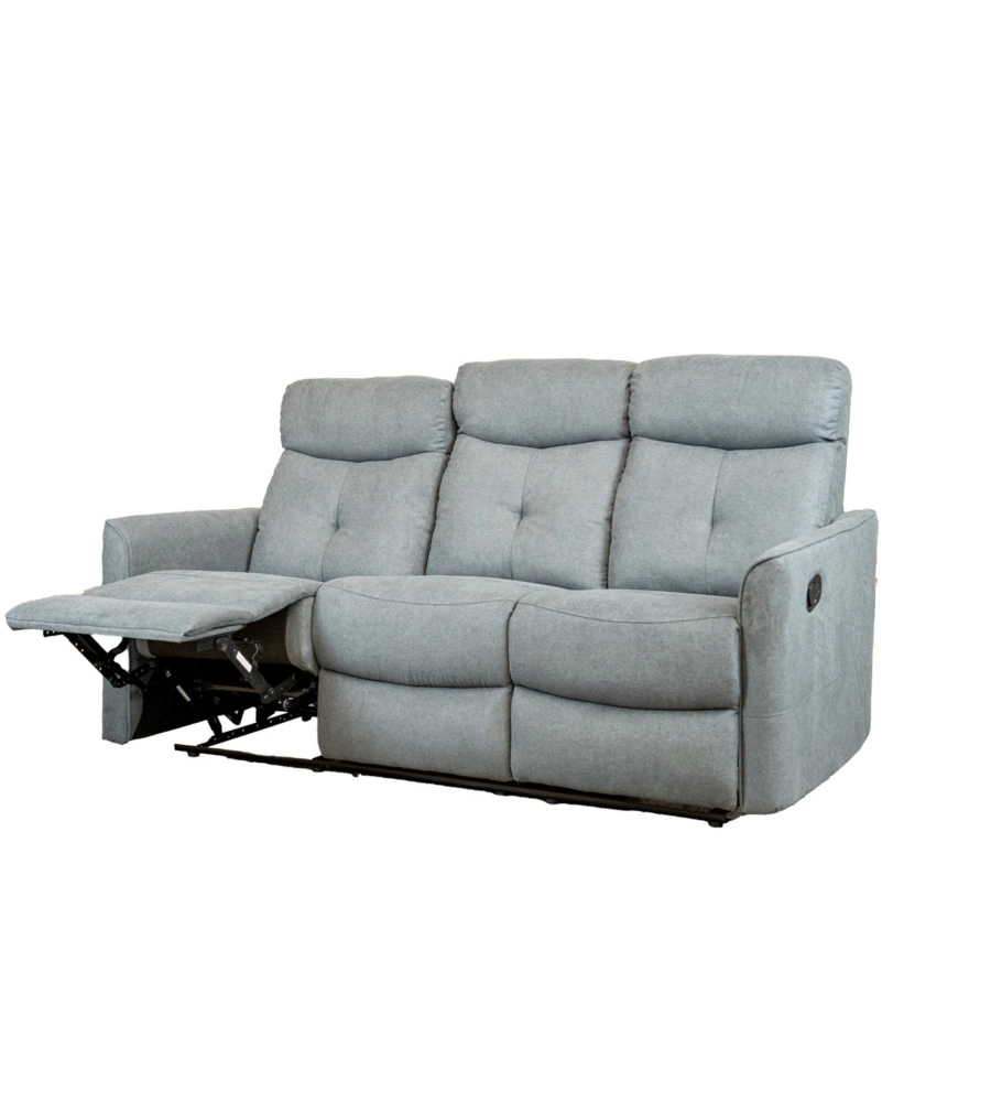 Divano "mia" 3 posti con recliner manuale grigio antracite, 179x90x101 cm