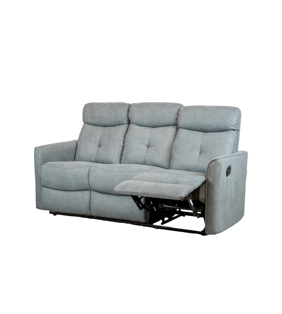 Divano "mia" 3 posti con recliner manuale grigio antracite, 179x90x101 cm