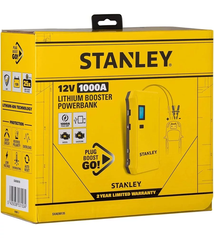 Avviatore jump starter al litio 12v 1000a 11200 mah - stanley