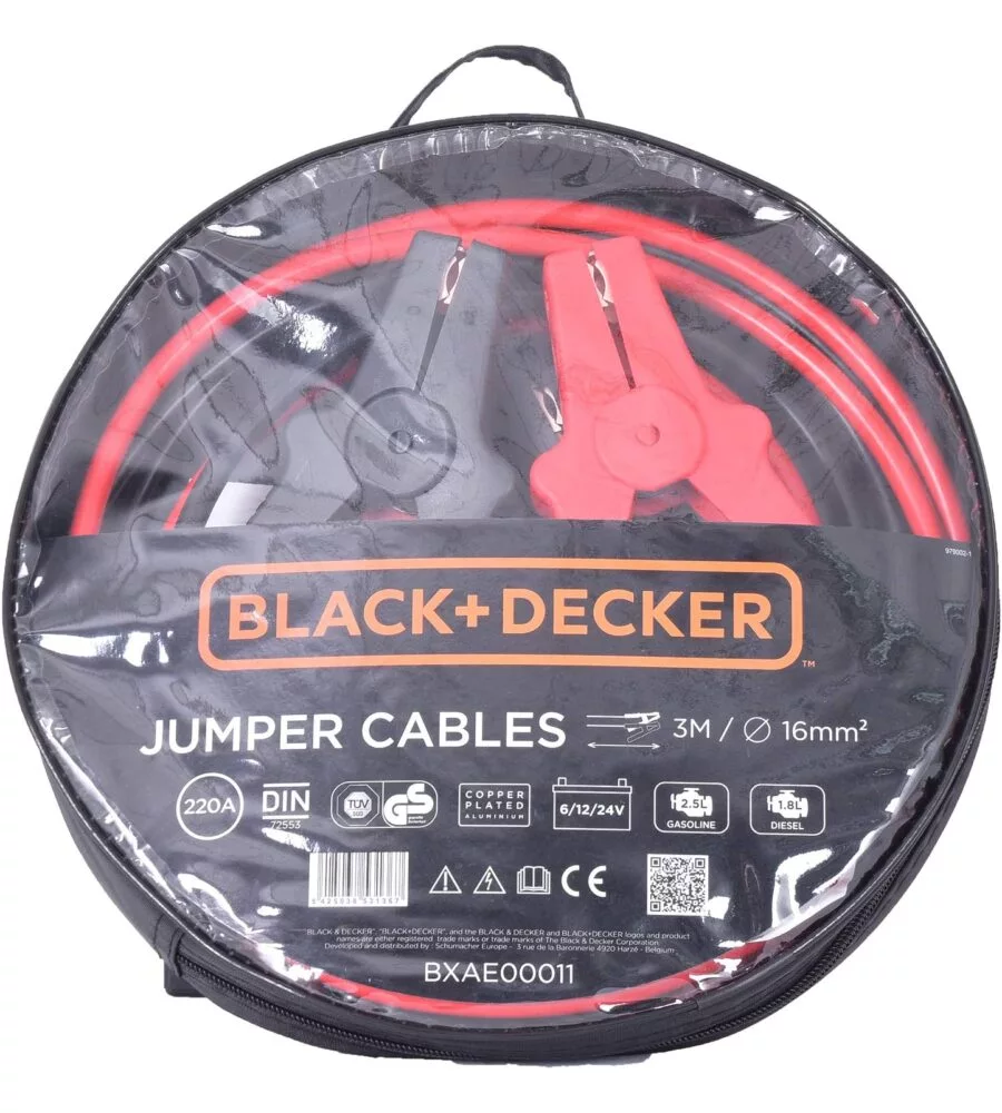 Cavi di avviamento 16mm da 3 metri black+decker