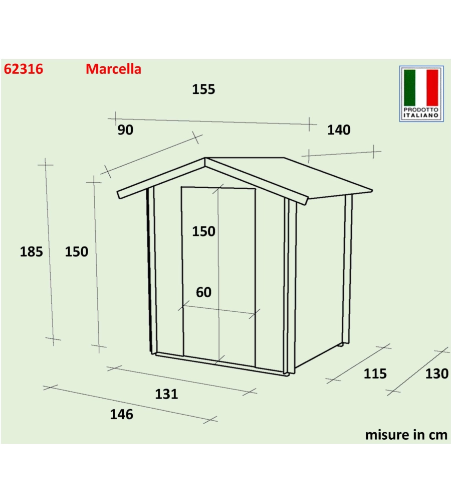 Casetta in legno da giardino "marcella", 146x130cm - alce