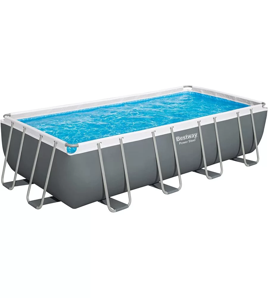 Piscina fuori terra rettangolare bestway "power steel frame" 549x274x122 cm con di pompa, scaletta, copertura e chemconnect - cod. 56466-new