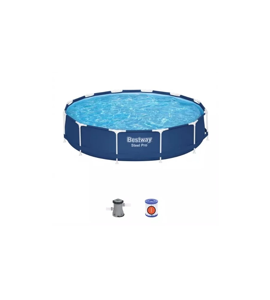 Piscina fuori terra rotonda bestway "steel pro" 366x76 cm con pompa e filtro a cartuccia - cod. 56681-new