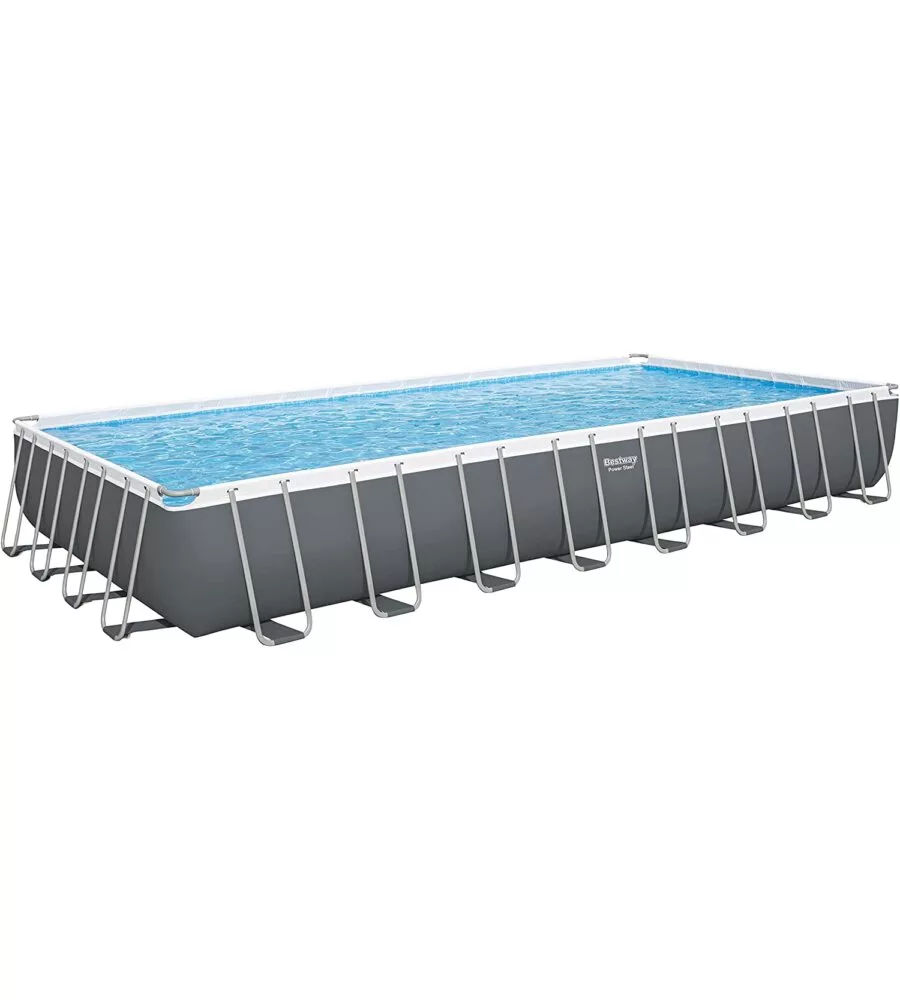 Piscina fuori terra rettangolare bestway "power steel frame" 956x488x132 cm con telo, pompa e scaletta - cod. 56623-new