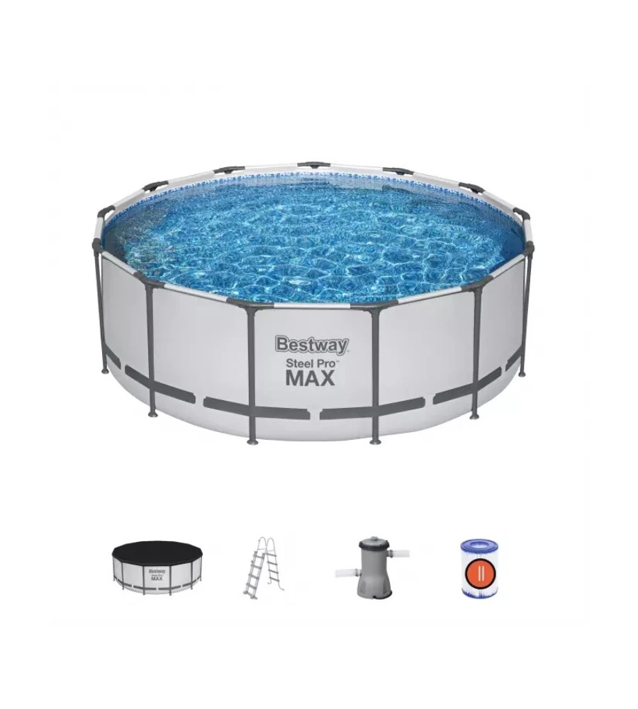 Piscina fuori terra rotonda bestway "pro max" 396x122 cm con pompa, filtro, telo di copertura e scaletta - cod. 5618w