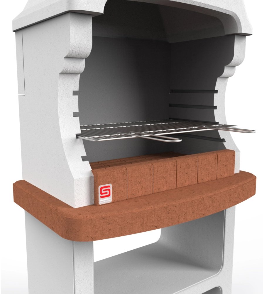 Barbecue a legna o carbonella modello brioni, 88x58x217,3 cm - sarom fuoco