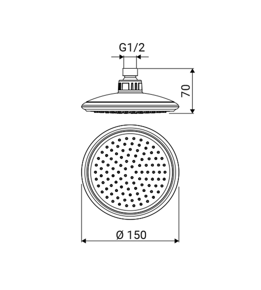 Soffione idro-bric 'round' anticalcare nero diametro 15 cm, 1 getto