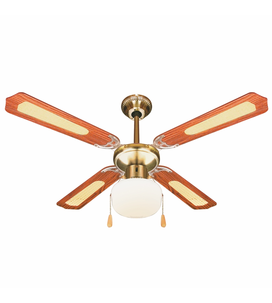 Ventilatore da soffitto con 4 pale e 1 luce ottone, 106 cm 70 w