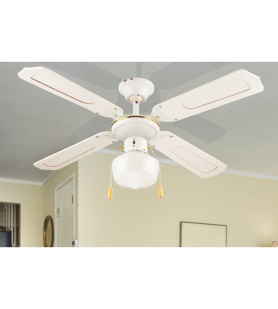 Ventilatore da soffitto con 4 pale e 1 luce bianco, 106 cm 70 w