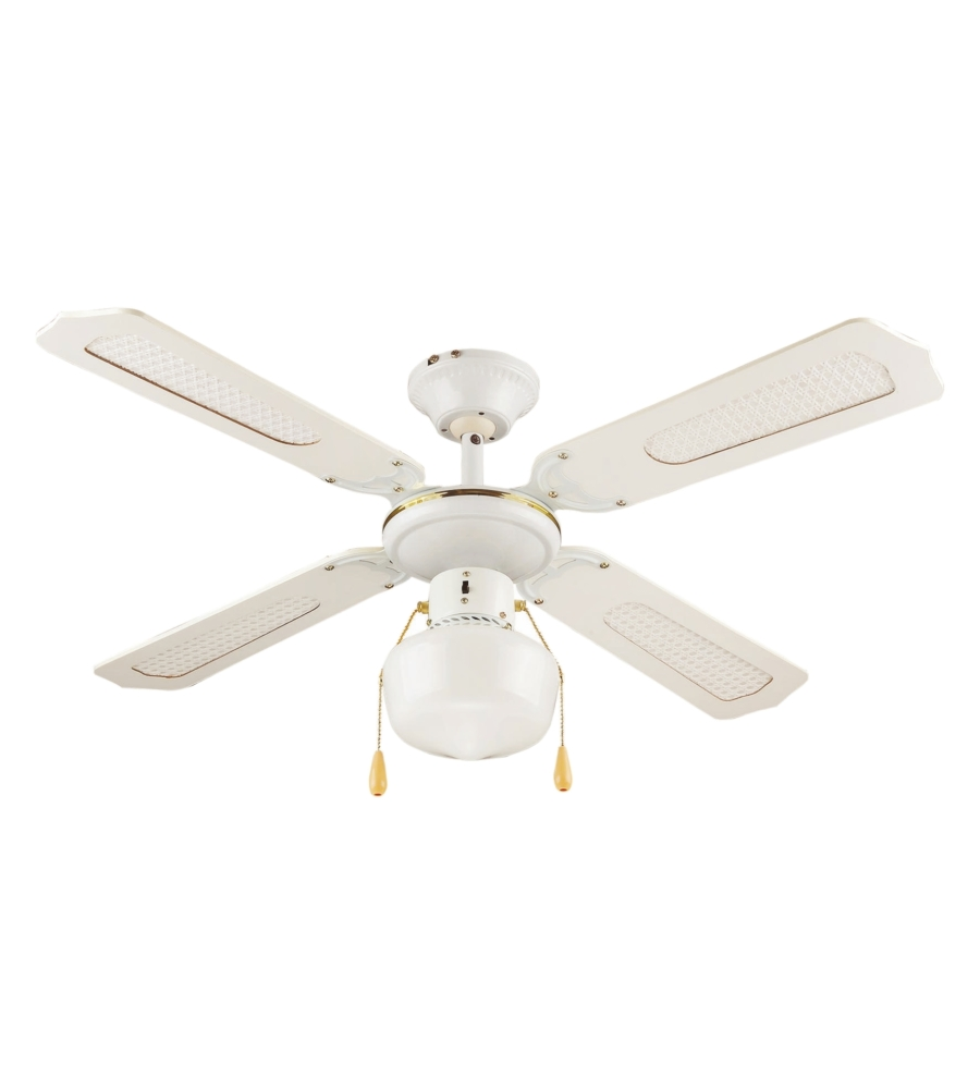 Ventilatore da soffitto con 4 pale e 1 luce bianco, 106 cm 70 w