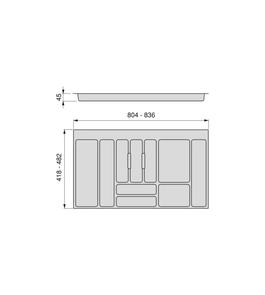 Portaposate per cassetti da cucina, modulo 90 cm