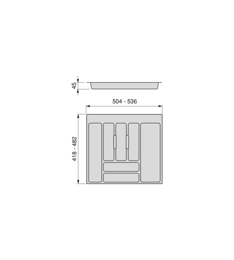 Portaposate per cassetti da cucina, modulo 60 cm