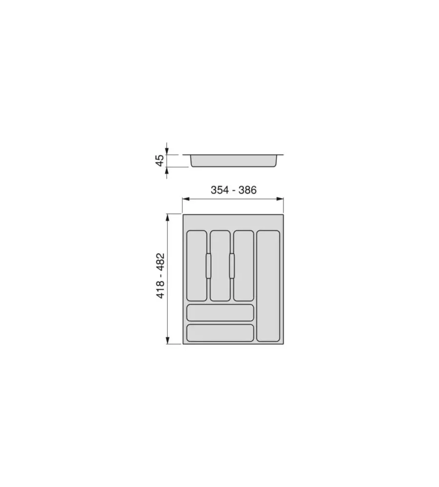 Portaposate per cassetti da cucina, modulo 45 cm