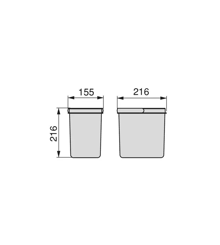 2 contenitori riiuti in plastica grigio antracite, 6 lt