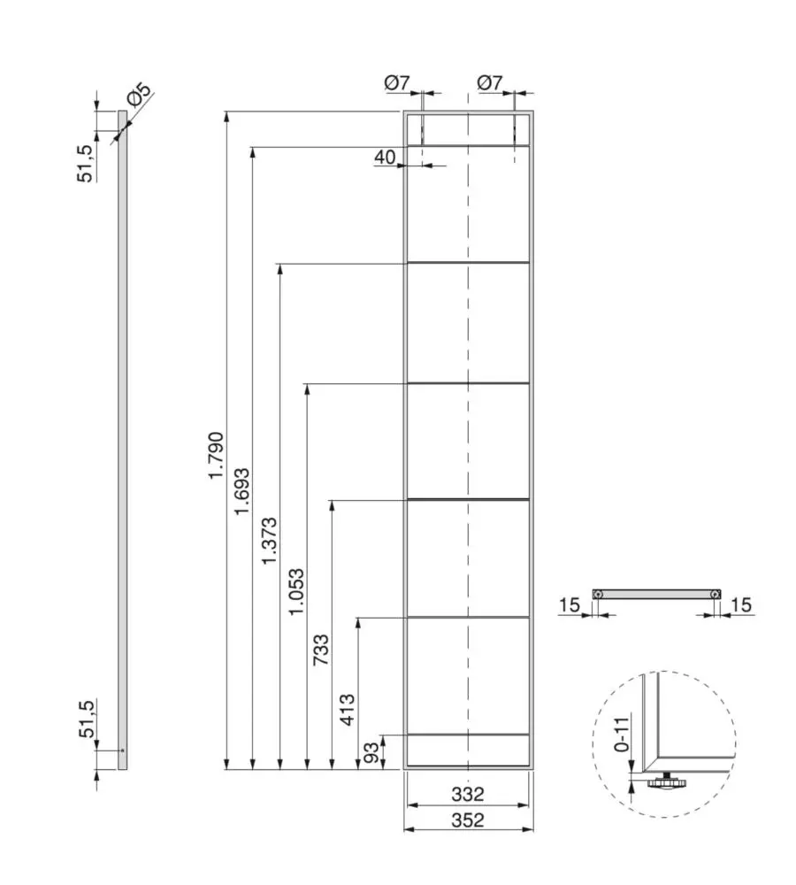 Struttura per scaffale lader in acciaio nero, 179 cm