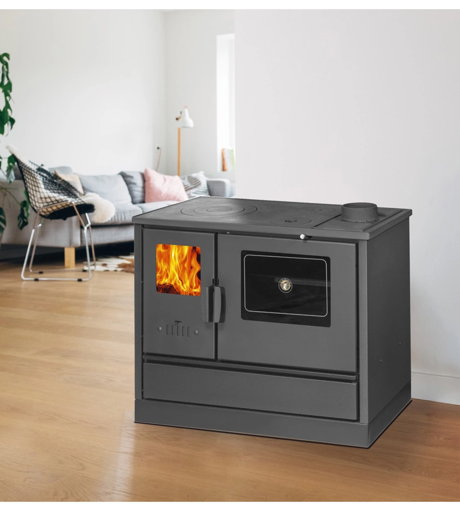 Cucina a legna con forno 7,7 kw nero