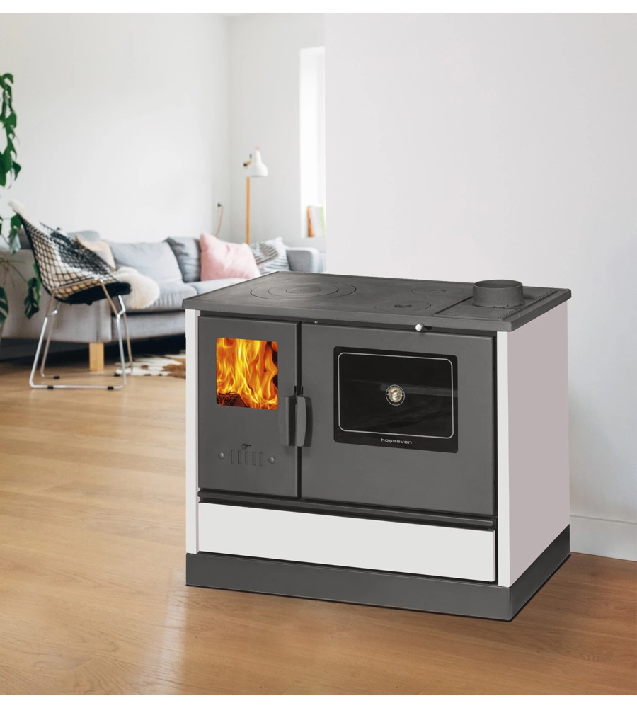 Cucina a legna con forno 7,7 kw bianca