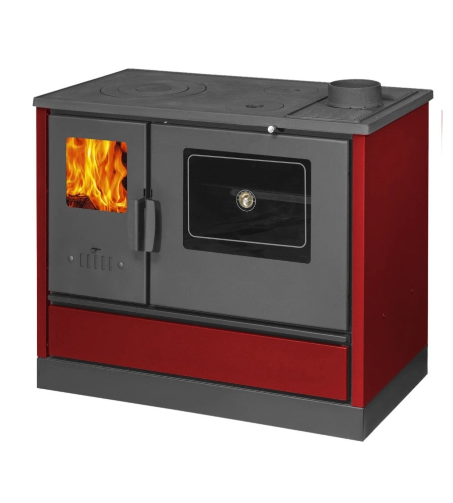 Cucina a legna con forno 7,7 kw bordeaux